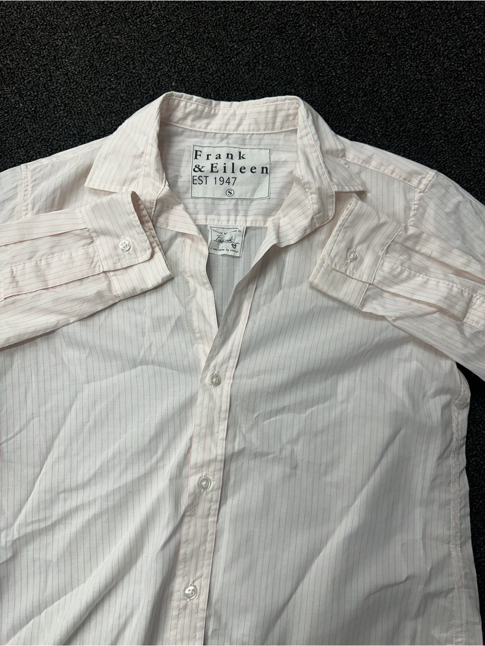 Frank & Eileen Eileen Relaxed Button-Up Shirt White/Pink Stripe Size S